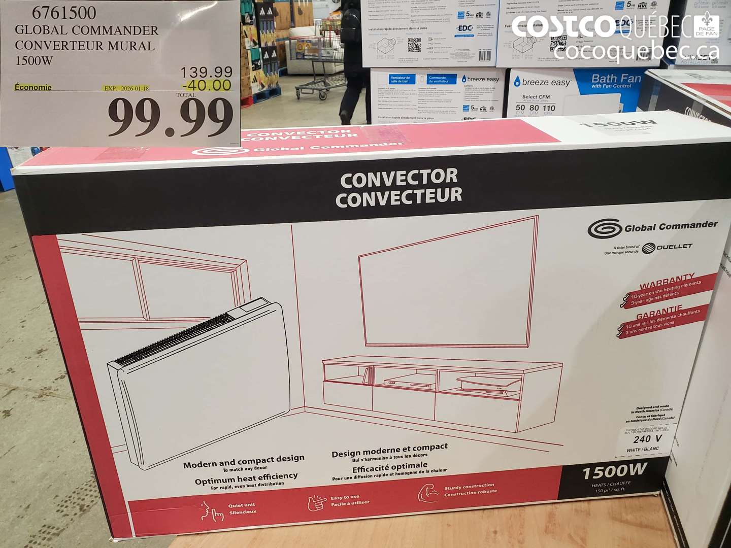 6761500 GLOBAL COMMANDER CONVERTEUR MURAL 1500W ($40.00 INSTANT SAVINGS EXPIRES ON 2026-01-18) $99.99