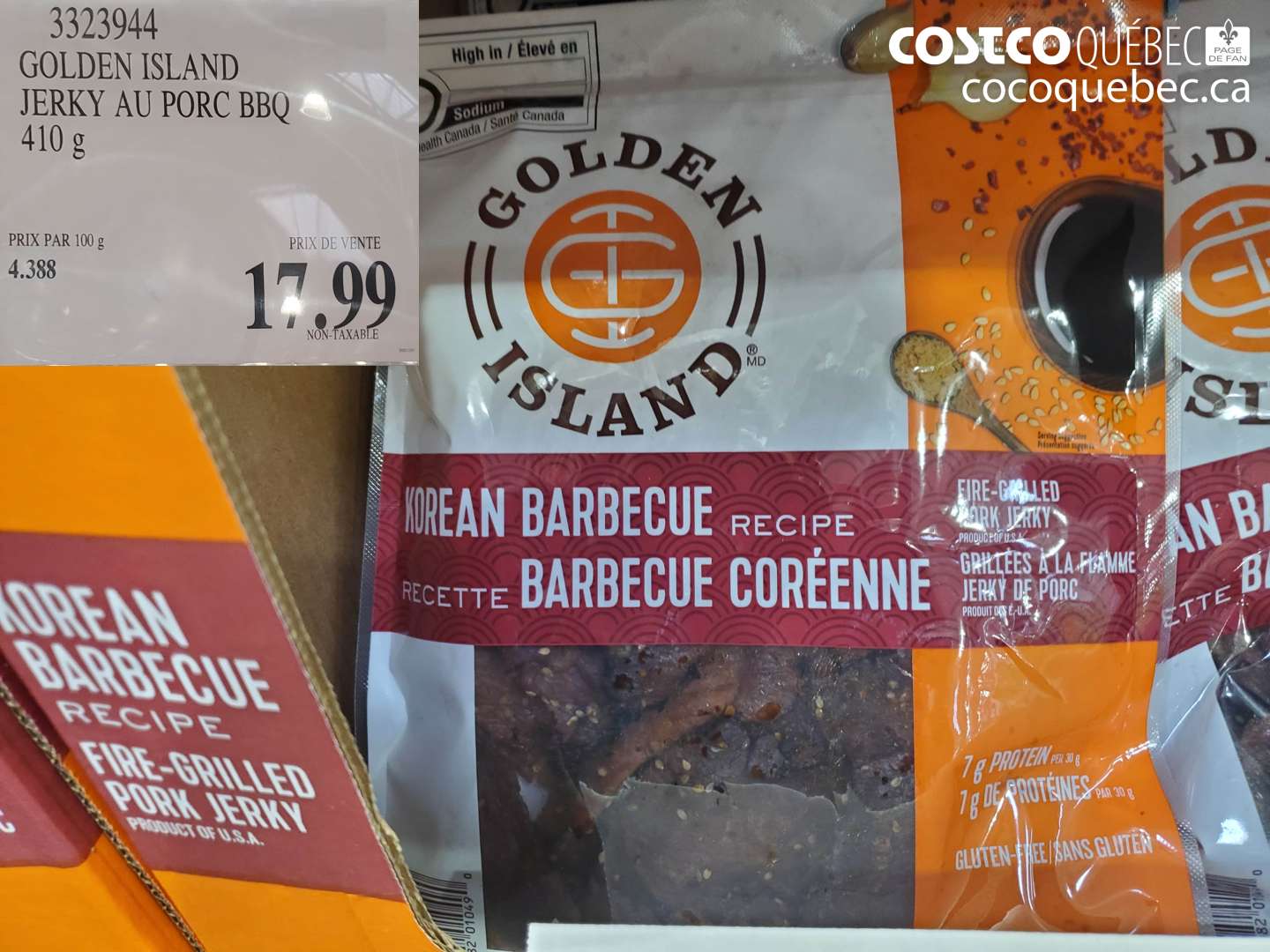 3323944 GOLDEN ISLAND JERKY AU PORC BBQ 410 g $17.99