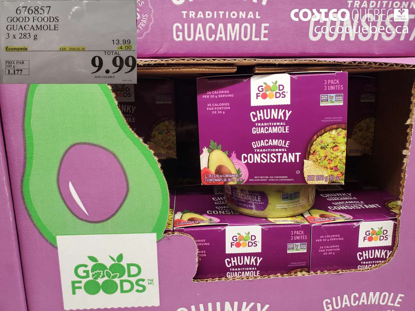 676857 GOOD FOODS GUACAMOLE 3 x 283 g ($4.00 INSTANT SAVINGS EXPIRES ON 2026-01-18) $9.99