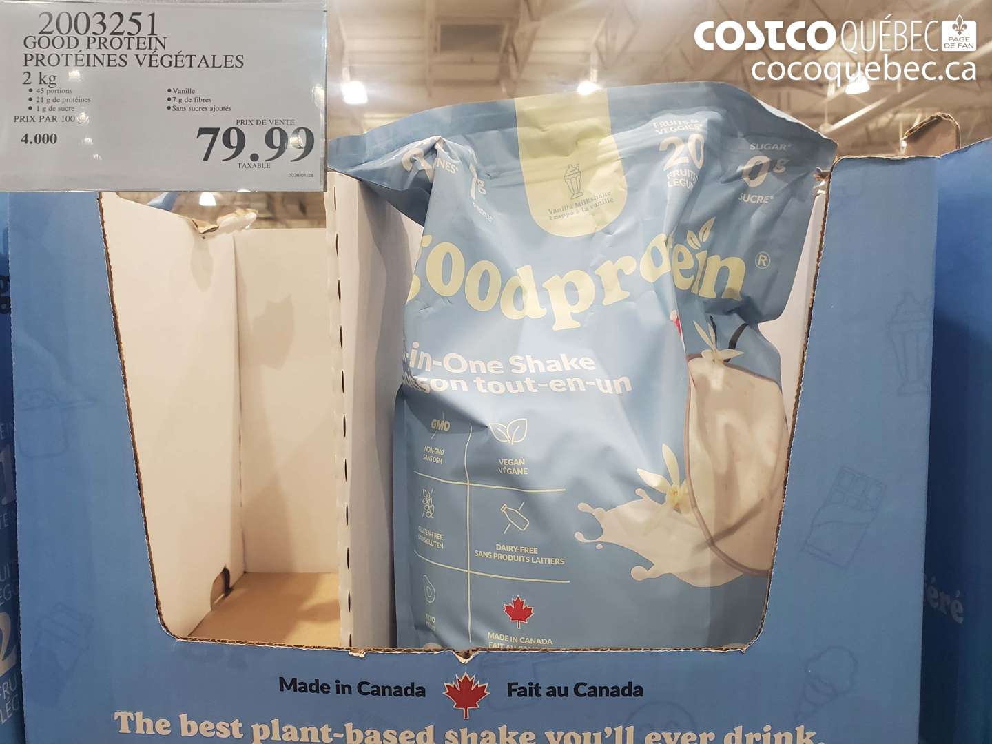 2003251 GOOD PROTEIN PROTÉINES VÉGÉTALES 2 kg $79.99