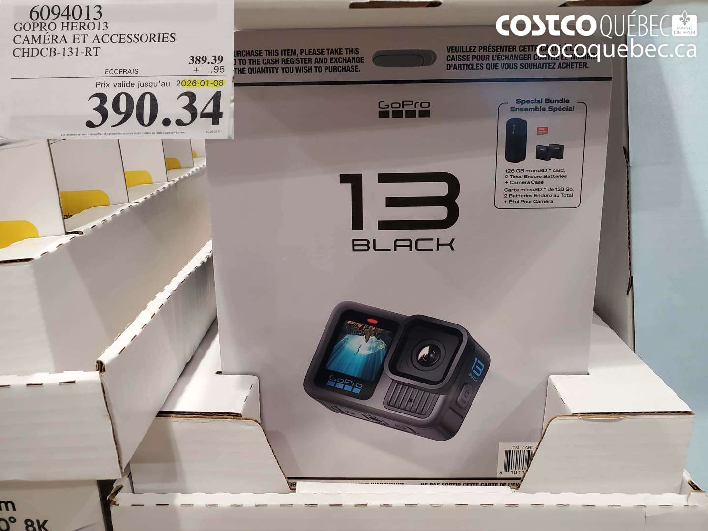 6094013 GOPRO HERO13 CAMÉRA ET ACCESSORIES CHDCB-131-RT (EXPIRES ON 2026-01-08) $390.34