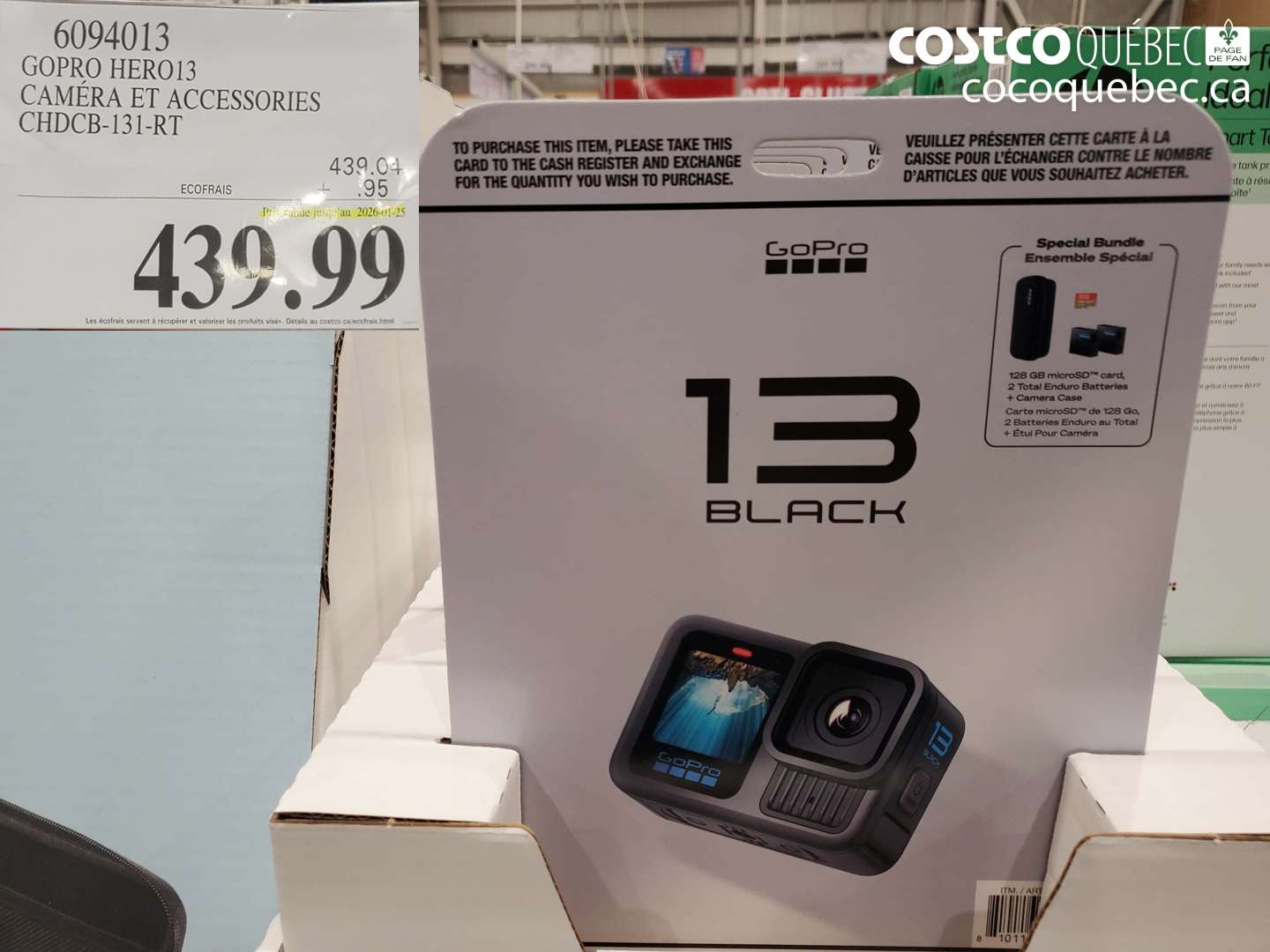 6094013 GOPRO HERO13 CAMÉRA ET ACCESSORIES CHDCB-131-RT (EXPIRES ON 2026-01-25) $439.99