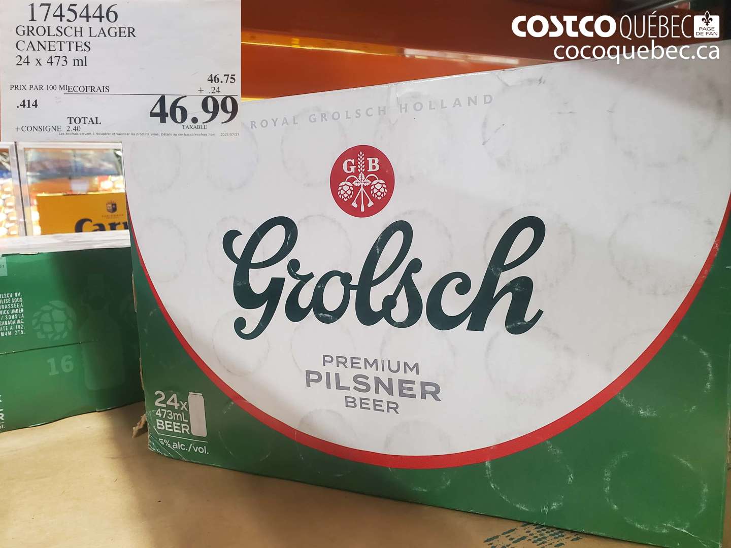 1745446 GROLSCH LAGER CANETTES 24 x 473 ml $46.99