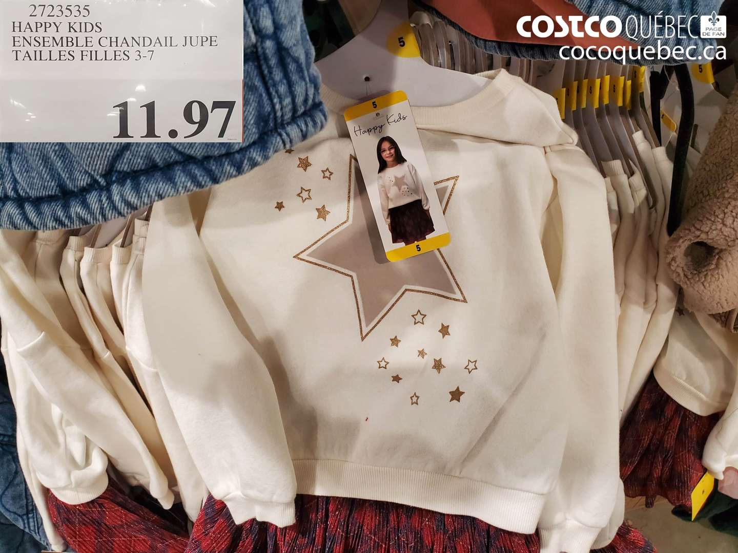 2723535 HAPPY KIDS ENSEMBLE CHANDAIL JUPE TAILLES FILLES 3-7 $11.97