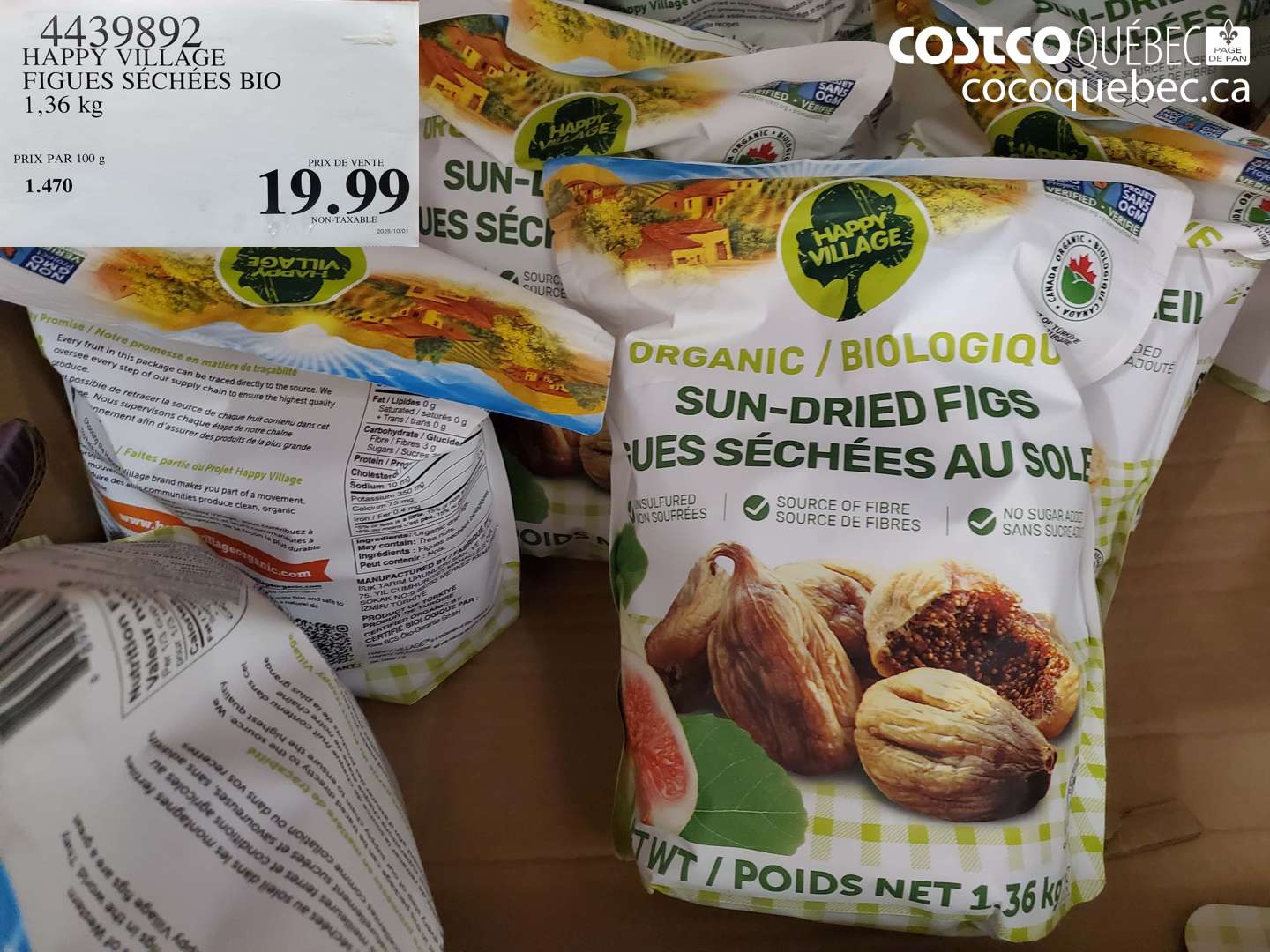 4439892 HAPPY VILLAGE FIGUES SÉCHÉES BIO 1,36 kg $19.99