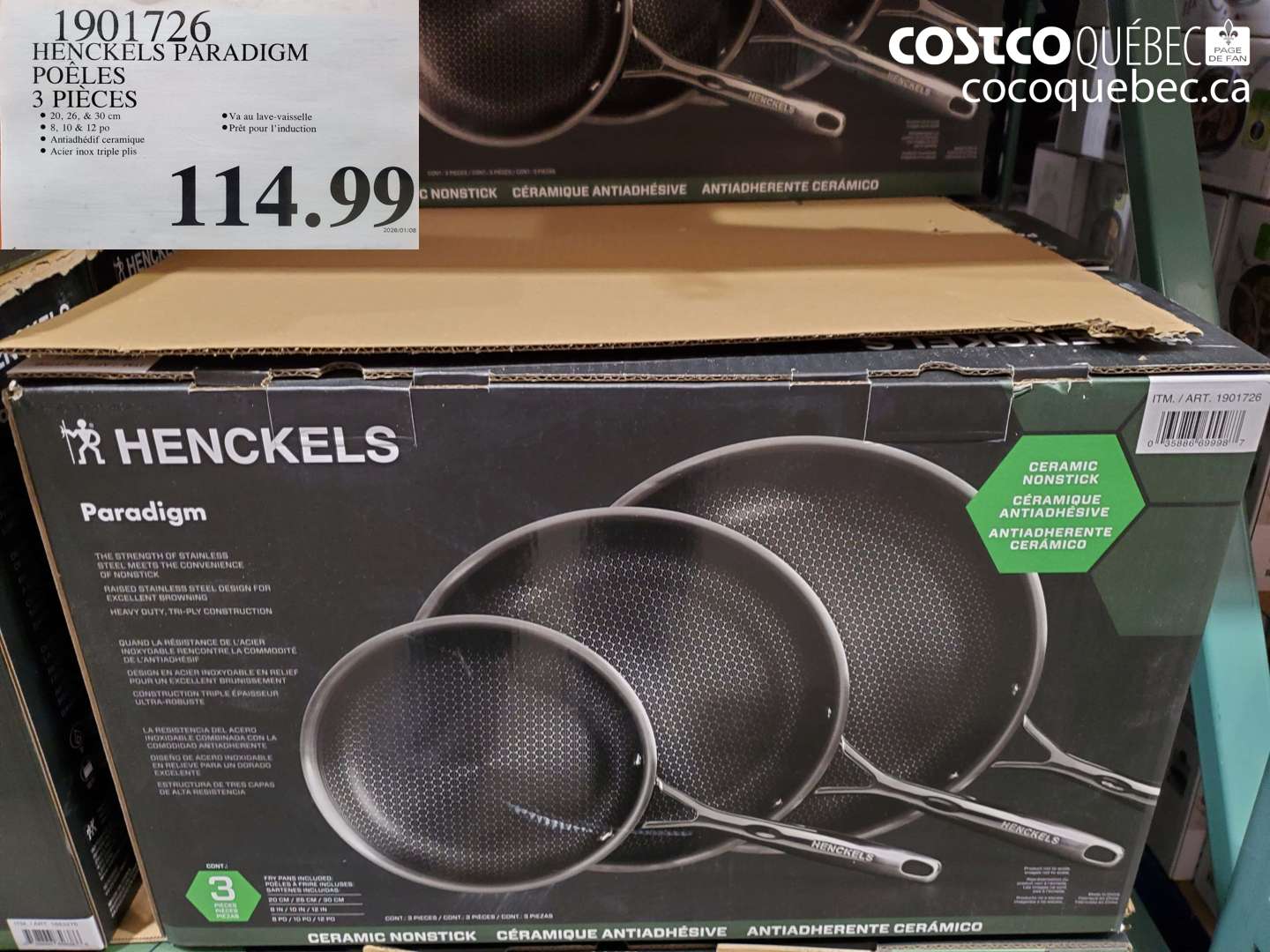 1901726 HENCKELS PARADIGM POÊLES 3 PIECES $114.99