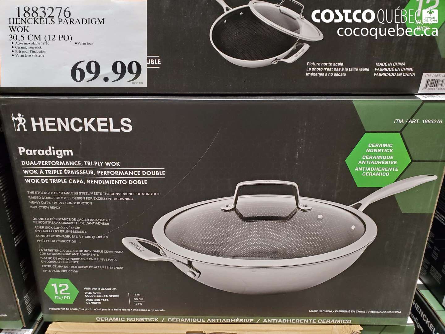 1883276 HENCKELS PARADIGM WOK 30,5 CM (12 PO) $69.99