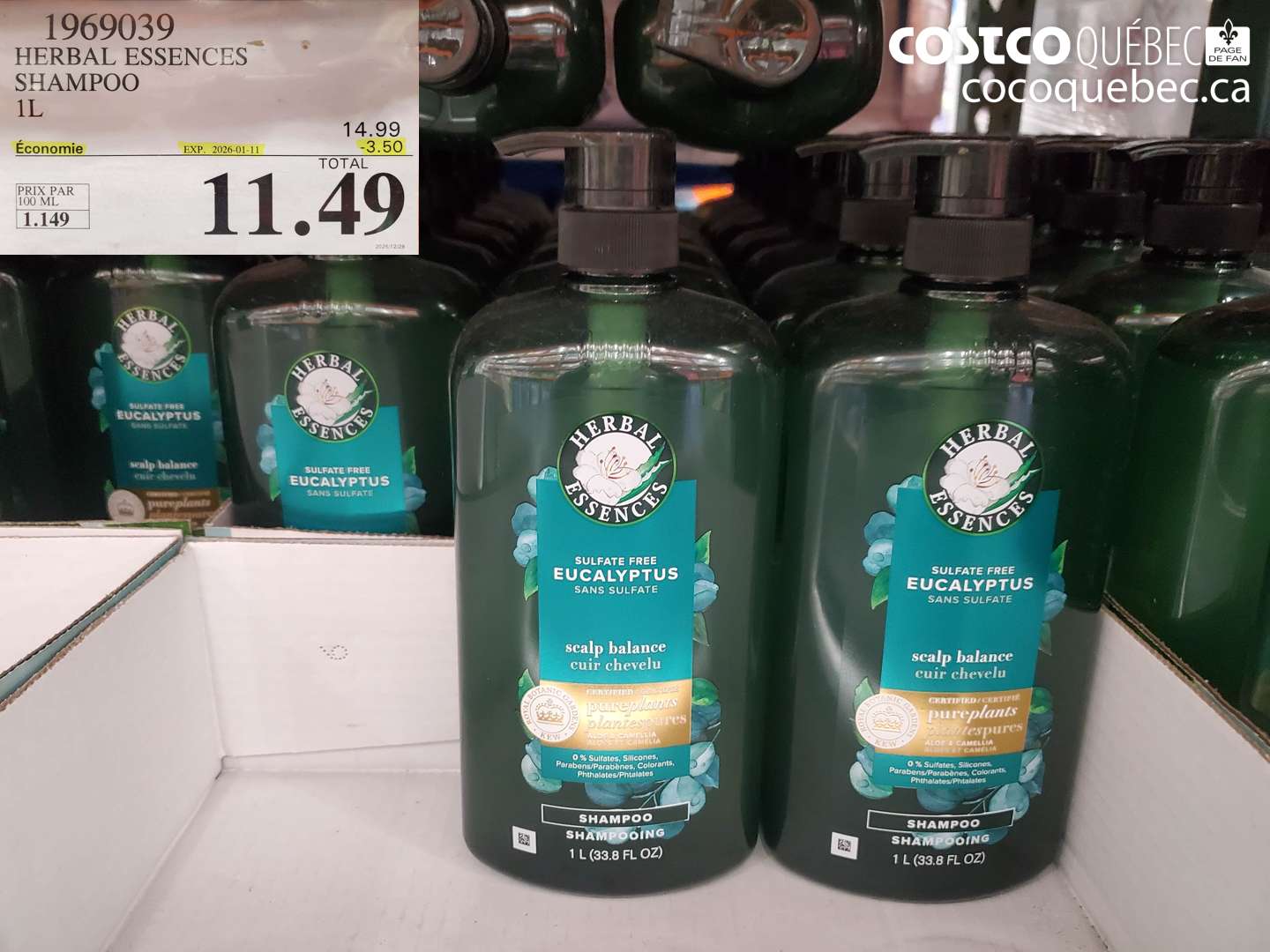 1969039 HERBAL ESSENCES SHAMPOO 1L ($3.50 INSTANT SAVINGS EXPIRES ON 2026-01-11) $14.99