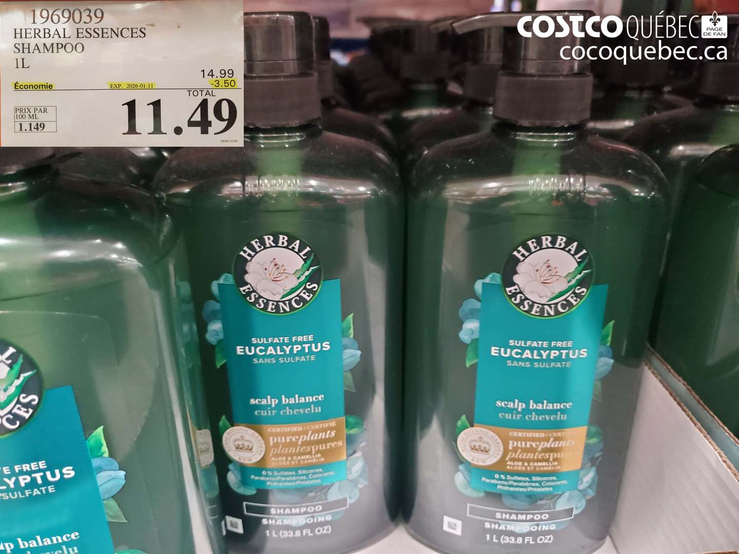 1969039 HERBAL ESSENCES SHAMPOO 1L ($3.50 INSTANT SAVINGS EXPIRES ON 2026-01-11) $14.99