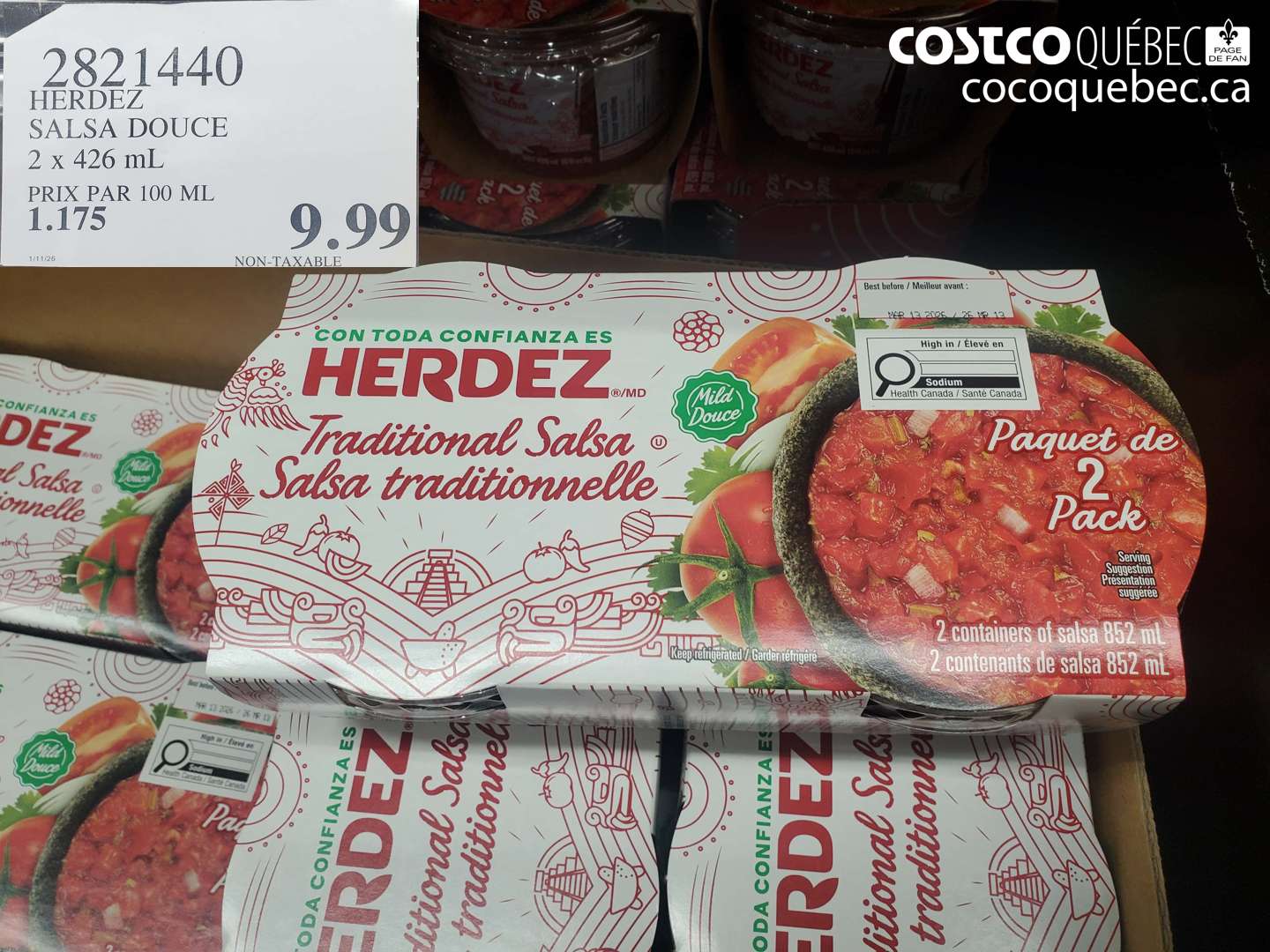 2821440 HERDEZ SALSA DOUCE 2 x 426 mL $9.99