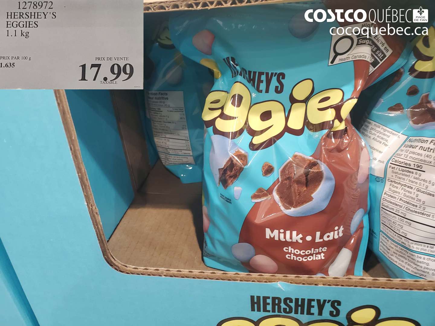 1278972 HERSHEY'S EGGIES 1.1 kg $17.99