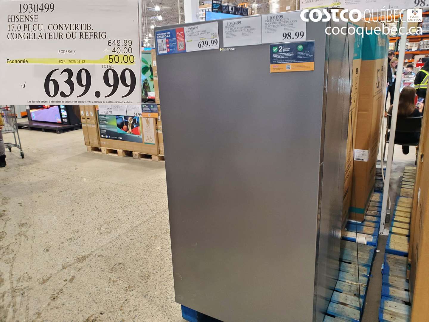 1930499 HISENSE 17,0 PI.CU. CONVERTIB. CONGÉLATEUR OU REFRIG. ($50.00 INSTANT SAVINGS EXPIRES ON 2026-01-18) $639.99