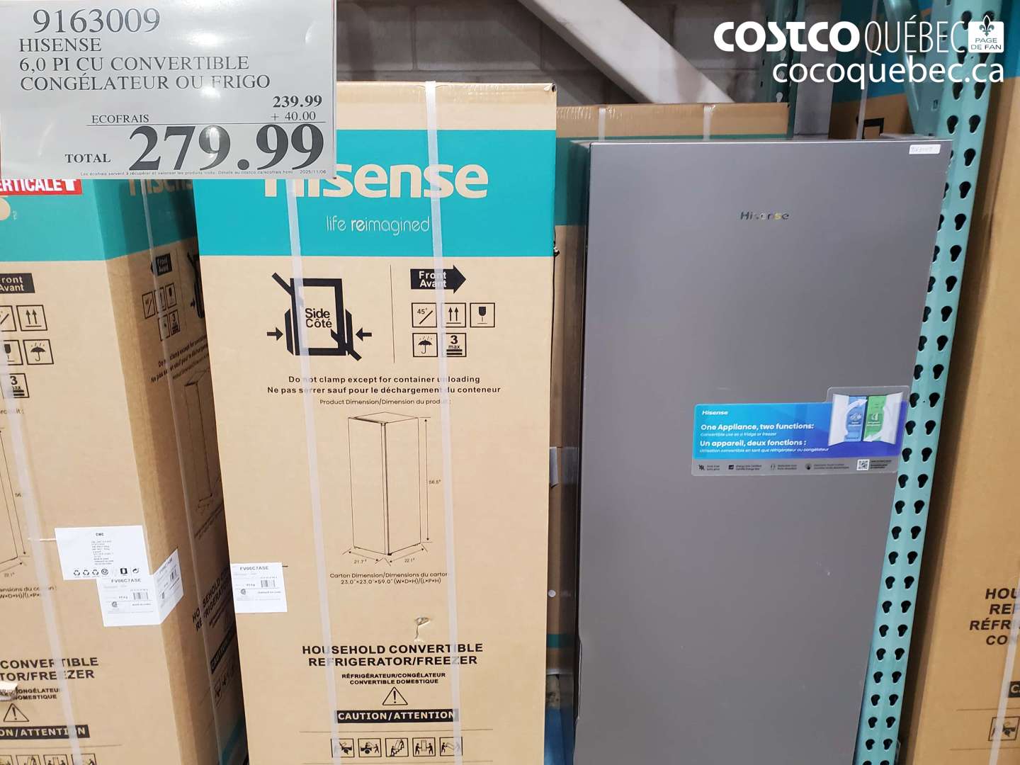 9163009 HISENSE 6,0 PI? CONVERTIBLEE CONGELATEUR OU FRIGO  $279.99