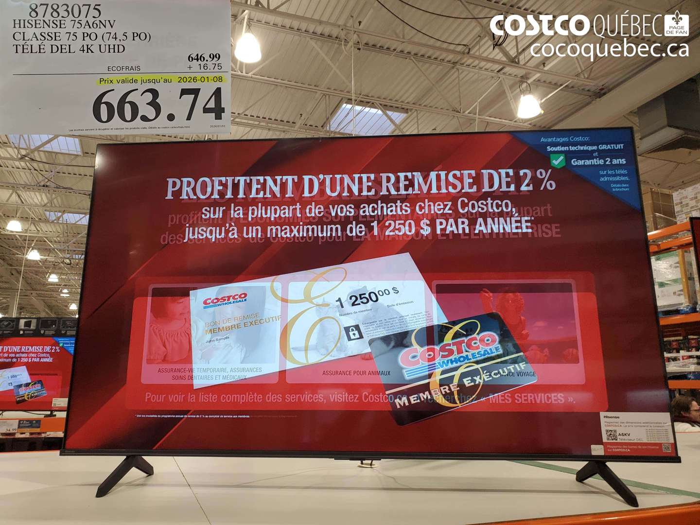 8783075 HISENSE 75A6NV (EXPIRES ON 2026-01-01) $663.74