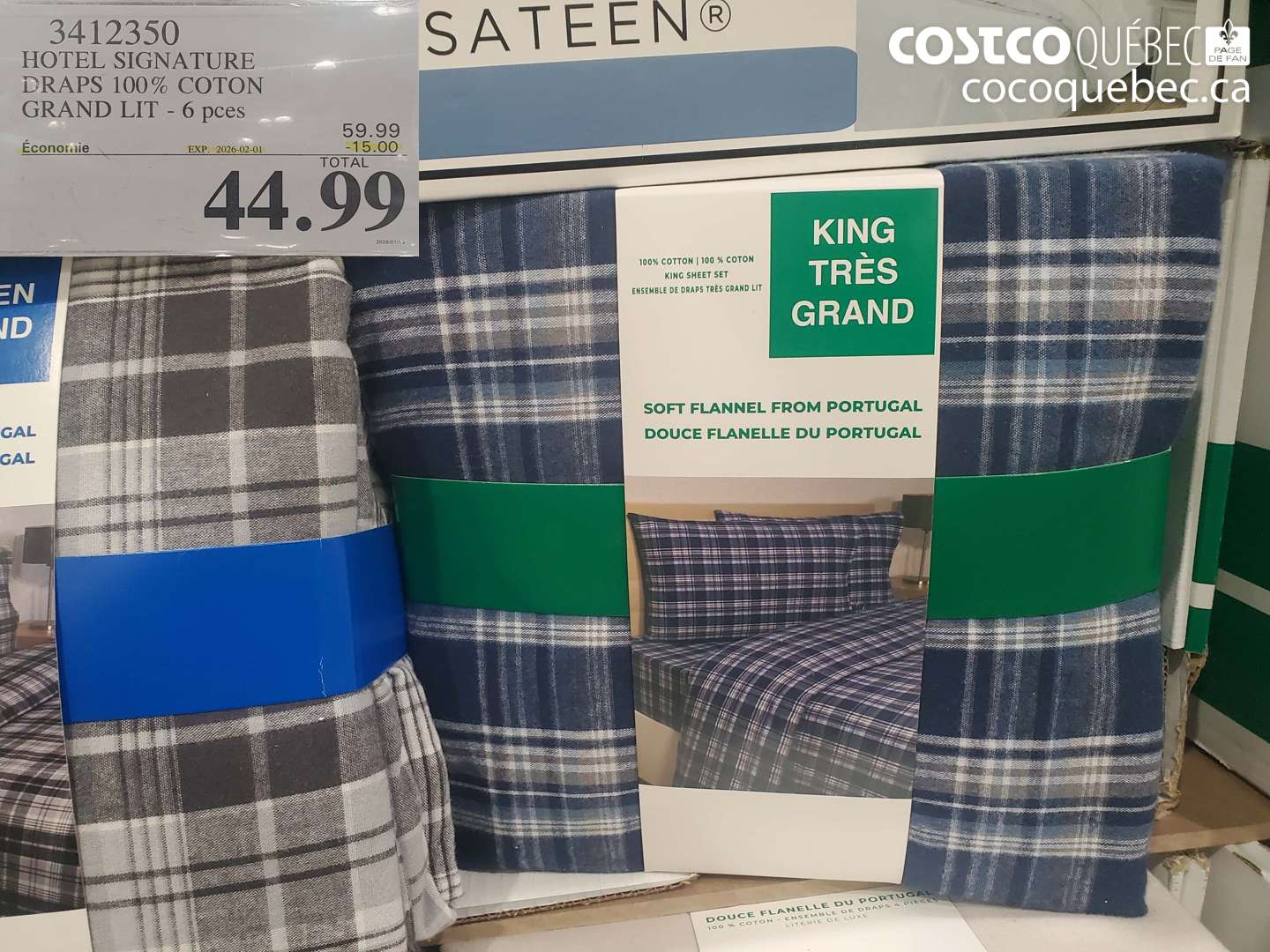 3412350 HOTEL SIGNATURE DRAPS 100% COTON GRAND LIT - 6 pces  ($15.00 INSTANT SAVINGS EXPIRES ON 2026-02-01) $44.99