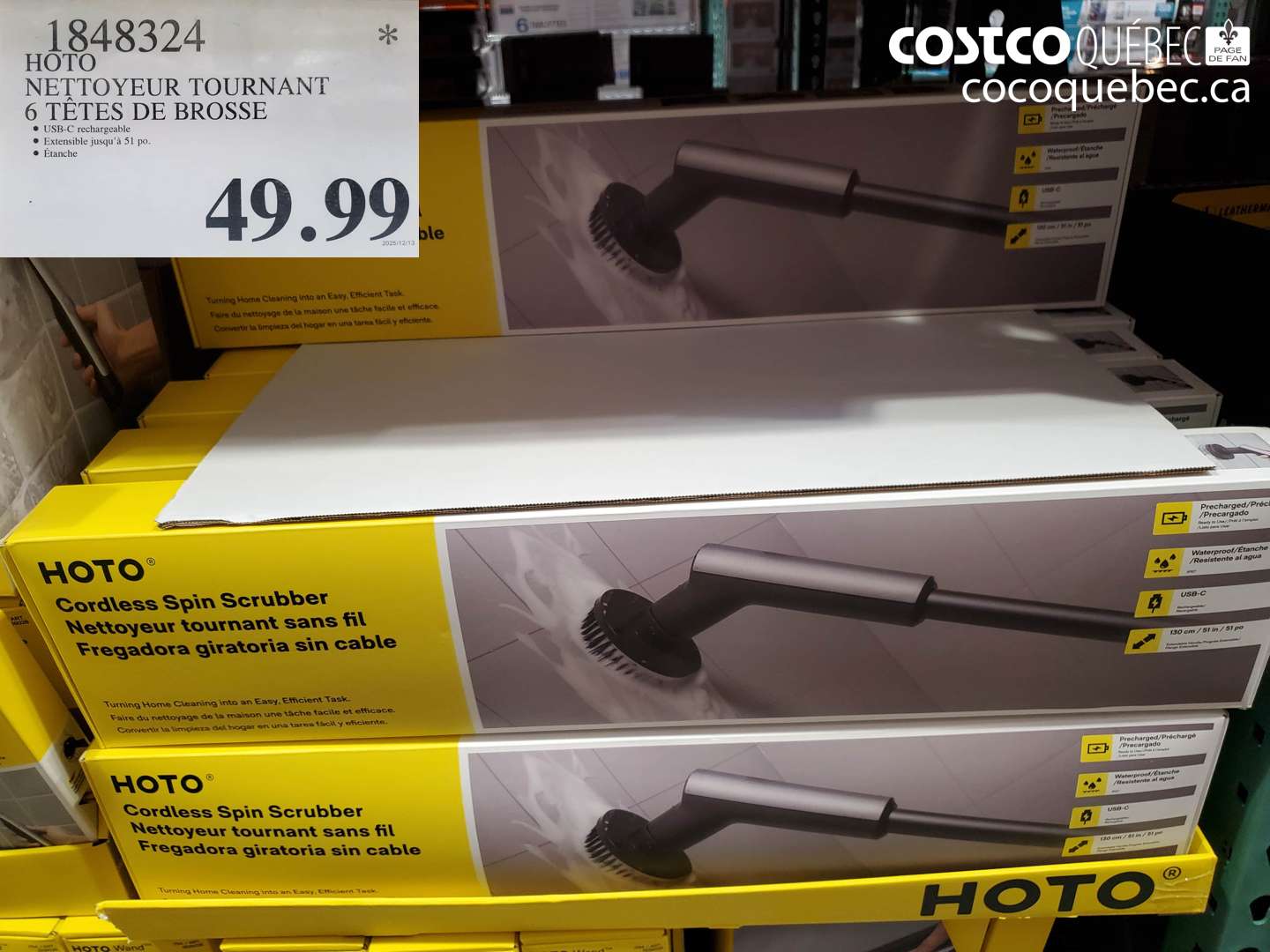 1848324 HOTO NETTOYEUR TOURANT 6 TETES DE BROSSE $49.99