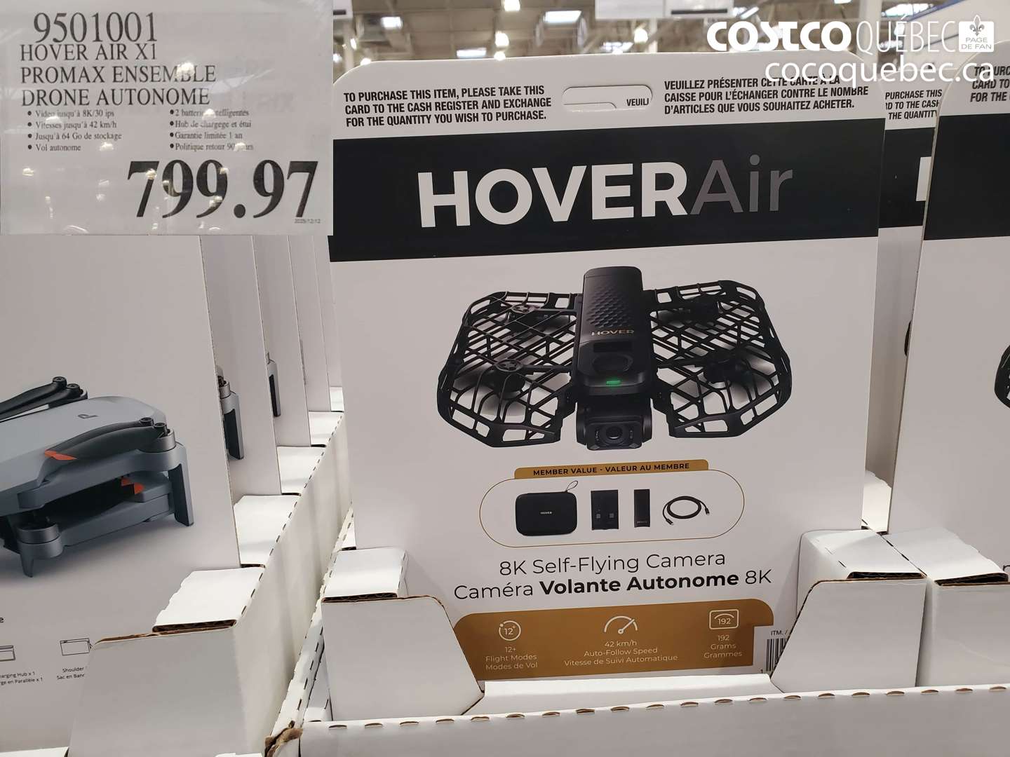 9501001 HOVER AIR X1 PROMAX ENSEMBLE DRONE AUTONOME $799.97