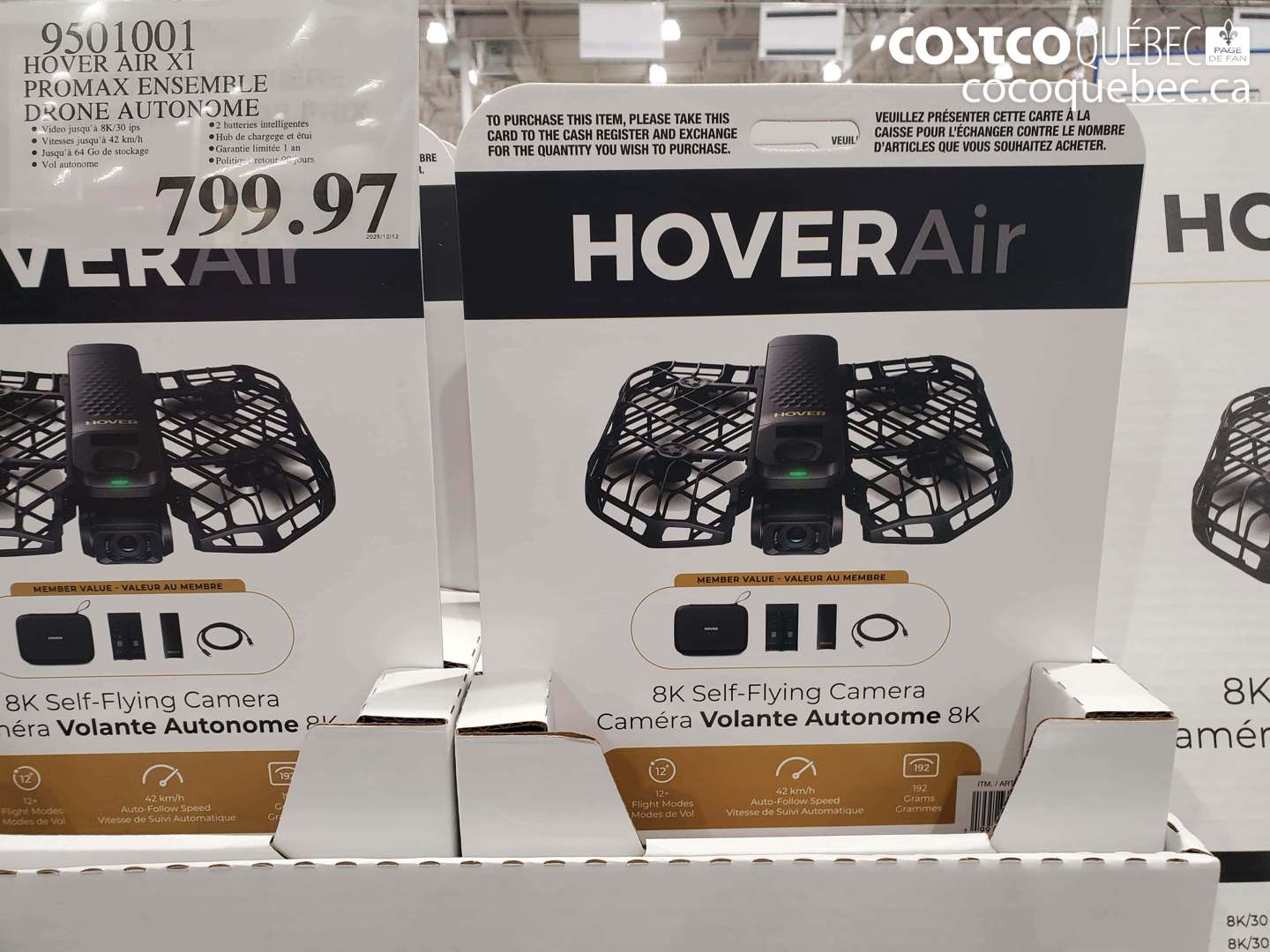 9501001 HOVER AIR X1 PROMAX ENSEMBLE DRONE AUTONÔME $799.97