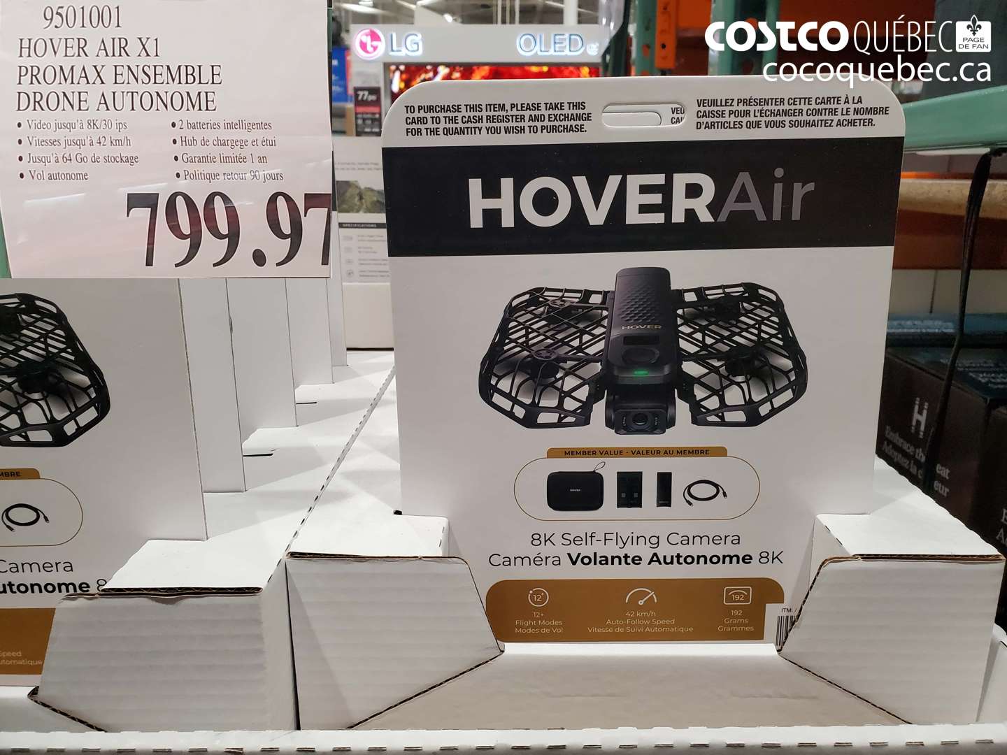 9501001 HOVER AIR X1 PROMAX ENSEMBLE DRONE AUTONÔME $799.97
