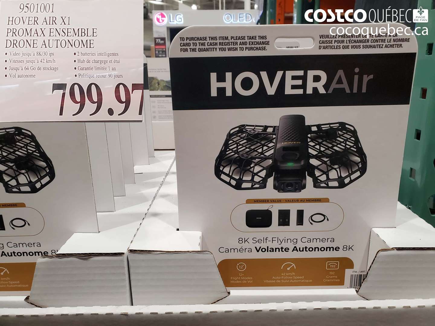 9501001 HOVER AIR X1 PROMAX ENSEMBLE DRONE AUTONÔME $799.97