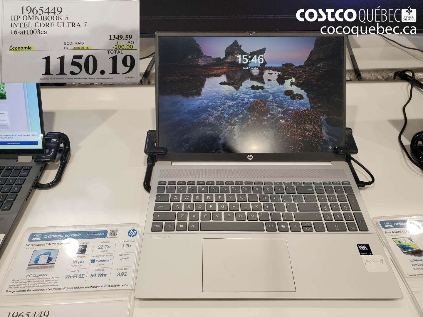 1965449 HP OMNIBOOK 5 INTEL CORE ULTRA 7 16-afl003ca ($200.00 INSTANT SAVINGS EXPIRES ON 2026-01-18) $1149.99