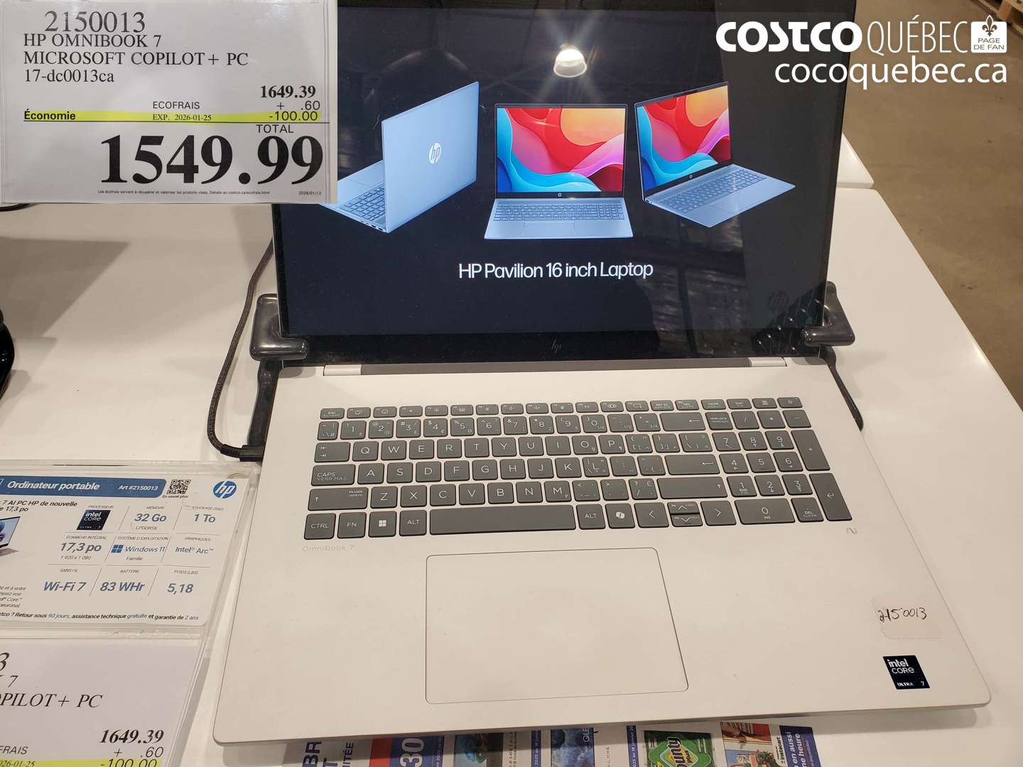 2150013 HP OMNIBOOK 7 MICROSOFT COPILOT+ PC 17-dc0013ca ($100.00 INSTANT SAVINGS EXPIRES ON 2026-01-25) $1549.99