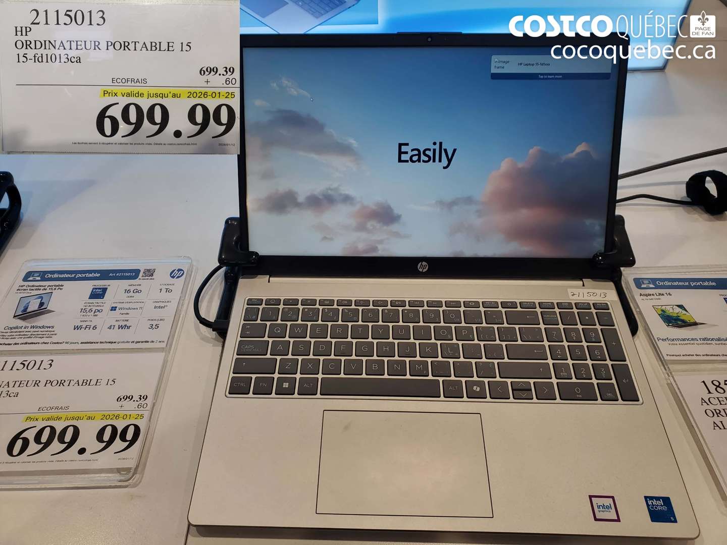 2115013 HP ORDINATEUR PORTABLE 15 15-fd1013ca (EXPIRES ON 2025-01-25) $699.99