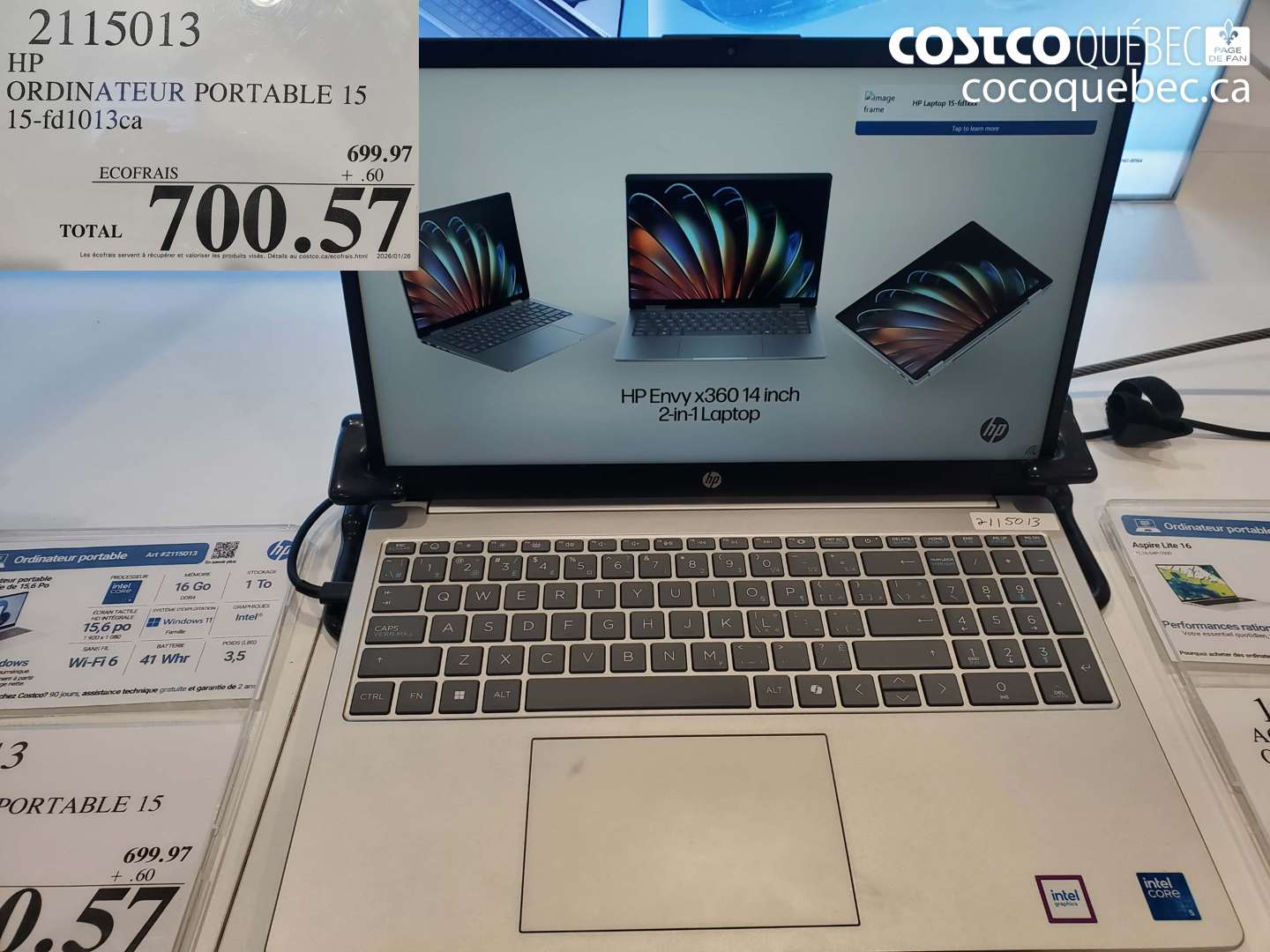 2115013 HP ORDINATEUR PORTABLE 15 15-fd1013ca $700.57