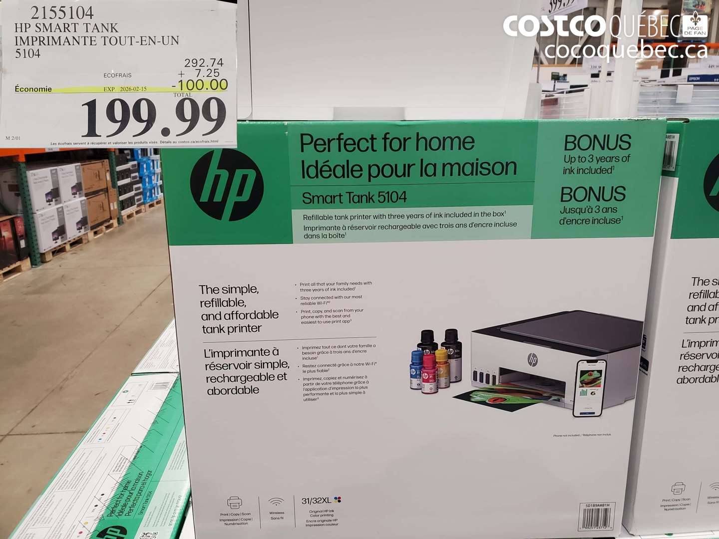 2155104 HP SMART TANK IMPRIMANTE TOUT-EN-UN ($100.00 INSTANT SAVINGS EXPIRES ON 2025-02-15) $199.99