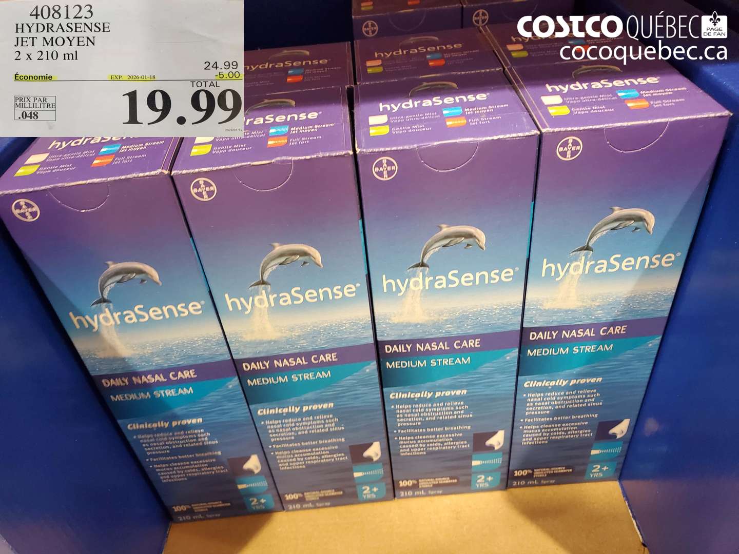 408123 HYDRASENSE JET MOYEN 2 x 210 ml  ($5.00 INSTANT SAVINGS EXPIRES ON 2026-01-18) $19.99
