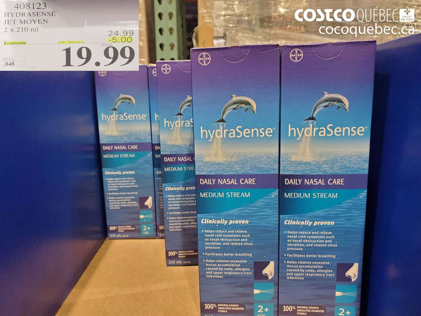 408123 HYDRASENSE JET MOYEN 2 x 210 ml  ($5.00 INSTANT SAVINGS EXPIRES ON 2025-02-15) $19.99