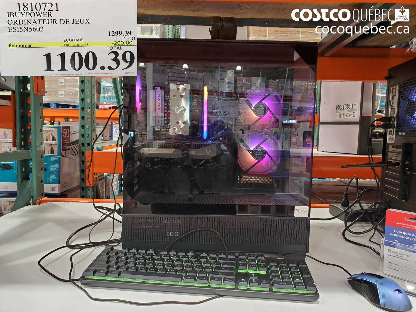 1810721 IBUYPOWER ORDINATEUR DE JEUX ESI5N5602 ($200.00 INSTANT SAVINGS EXPIRES ON 2026-01-18) $1100.39