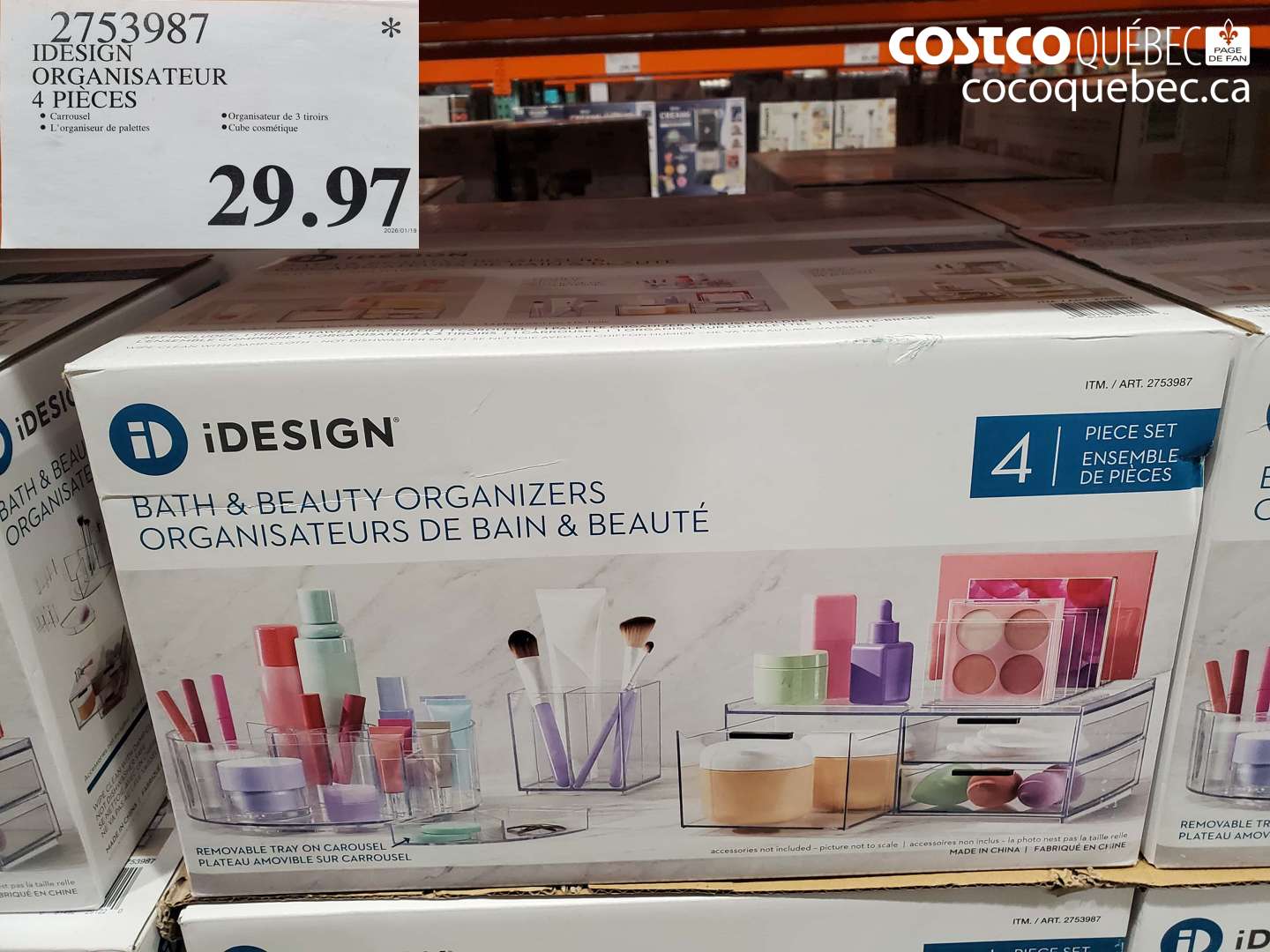 2753987 IDESIGN ORGANISATEUR 4 PIECES $29.97