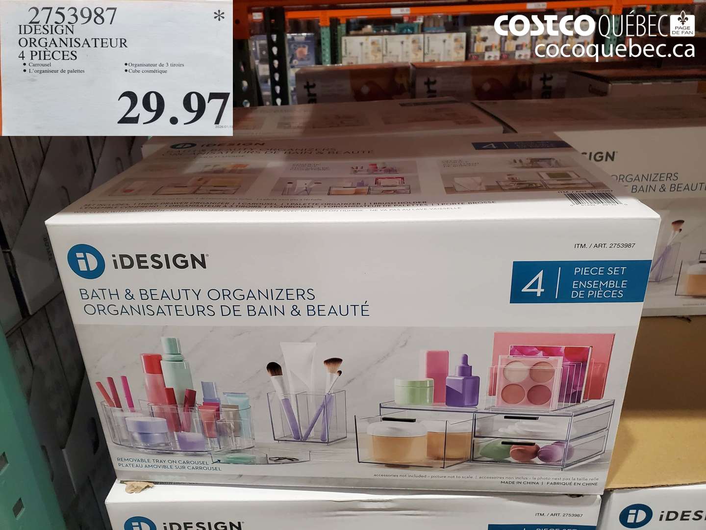 2753987 IDESIGN ORGANISATEUR 4 PIECES $29.97