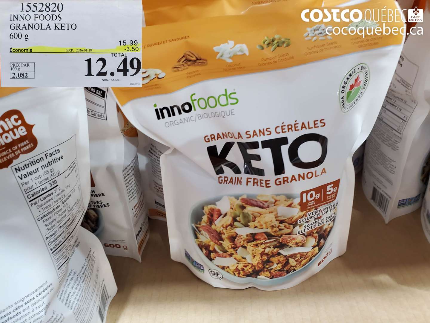1552820 INNO FOODS GRANOLA KETO 600 g ($3.50 INSTANT SAVINGS EXPIRES ON 2026-01-18) $12.49