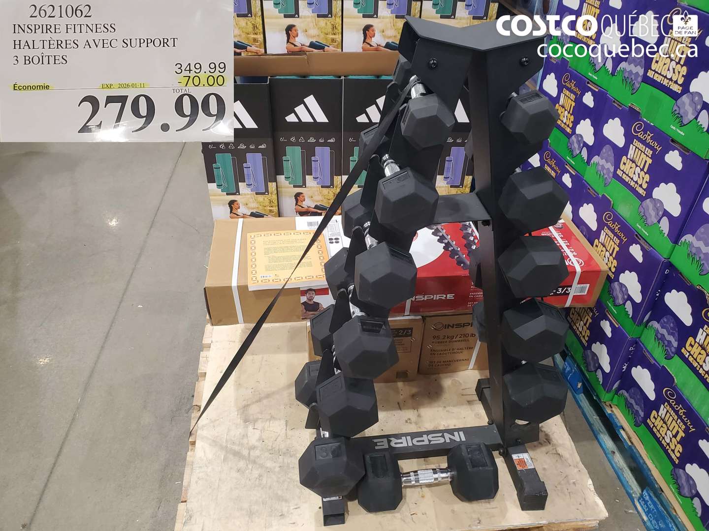 2621062 INSPIRE FITNESS HALTÈRES AVEC SUPPORT 3 BOÎTES ($70.00 INSTANT SAVINGS EXPIRES ON 2026-01-11) $279.99