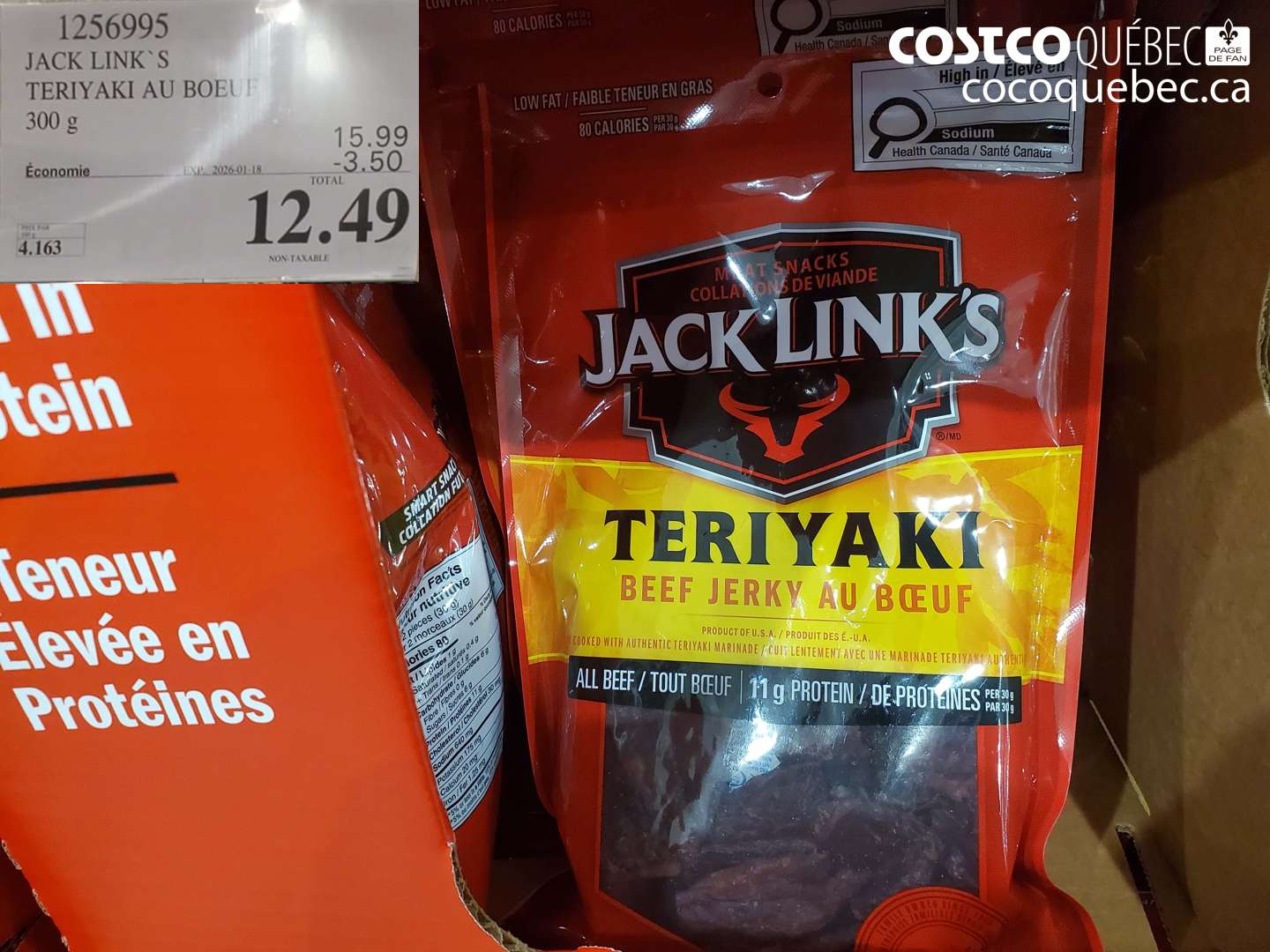 1256995 JACK LINKS TERIYAKI AU BOEUF 300 g  ($3.50 INSTANT SAVINGS EXPIRES ON 2026-01-18) $12.49