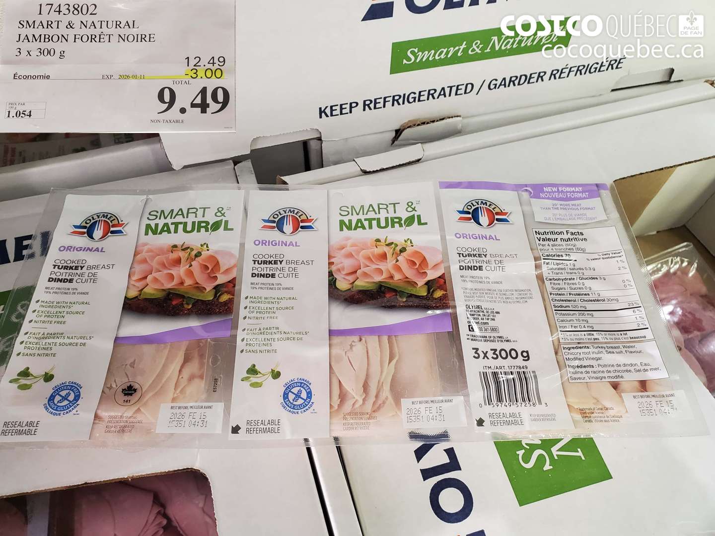 1743802 JAMBON FORET NOIR 3 x 300 g ($3.00 INSTANT SAVINGS EXPIRES ON 2026-01-11) $9.49