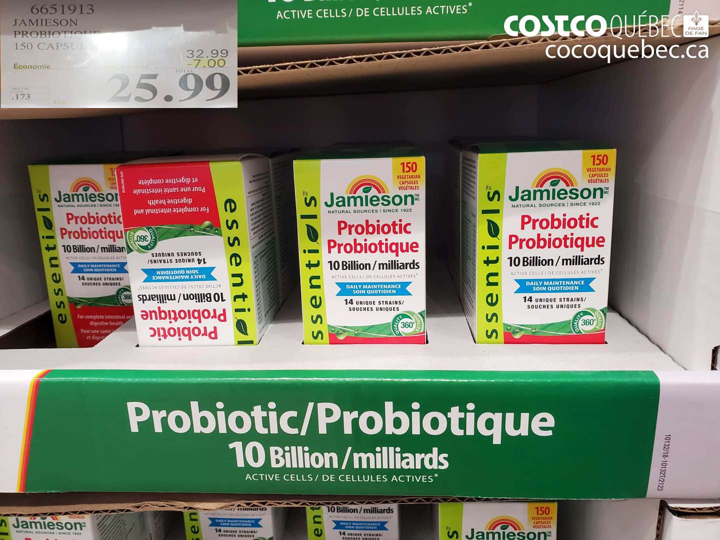 6651913 JAMIESON PROBIOTIQUE 150 CAPSULES ($7.00 INSTANT SAVINGS EXPIRES ON 2026-01-18) $25.99