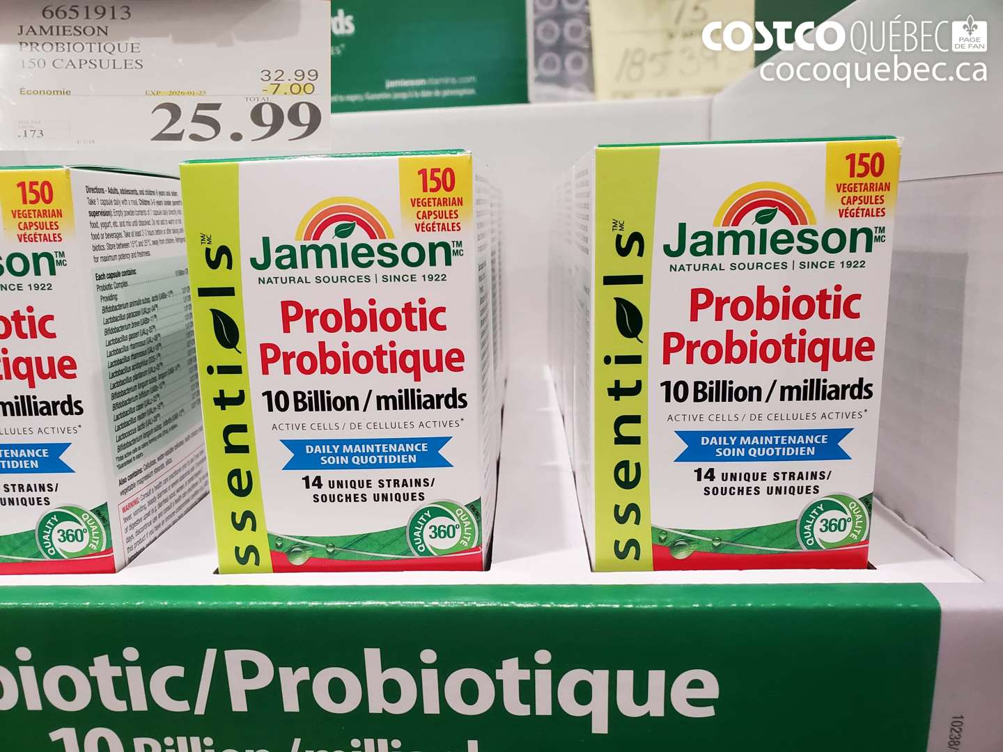 6651913 JAMIESON PROBIOTIQUE 150 CAPSULES ($7.00 INSTANT SAVINGS EXPIRES ON 2026-01-18) $25.99