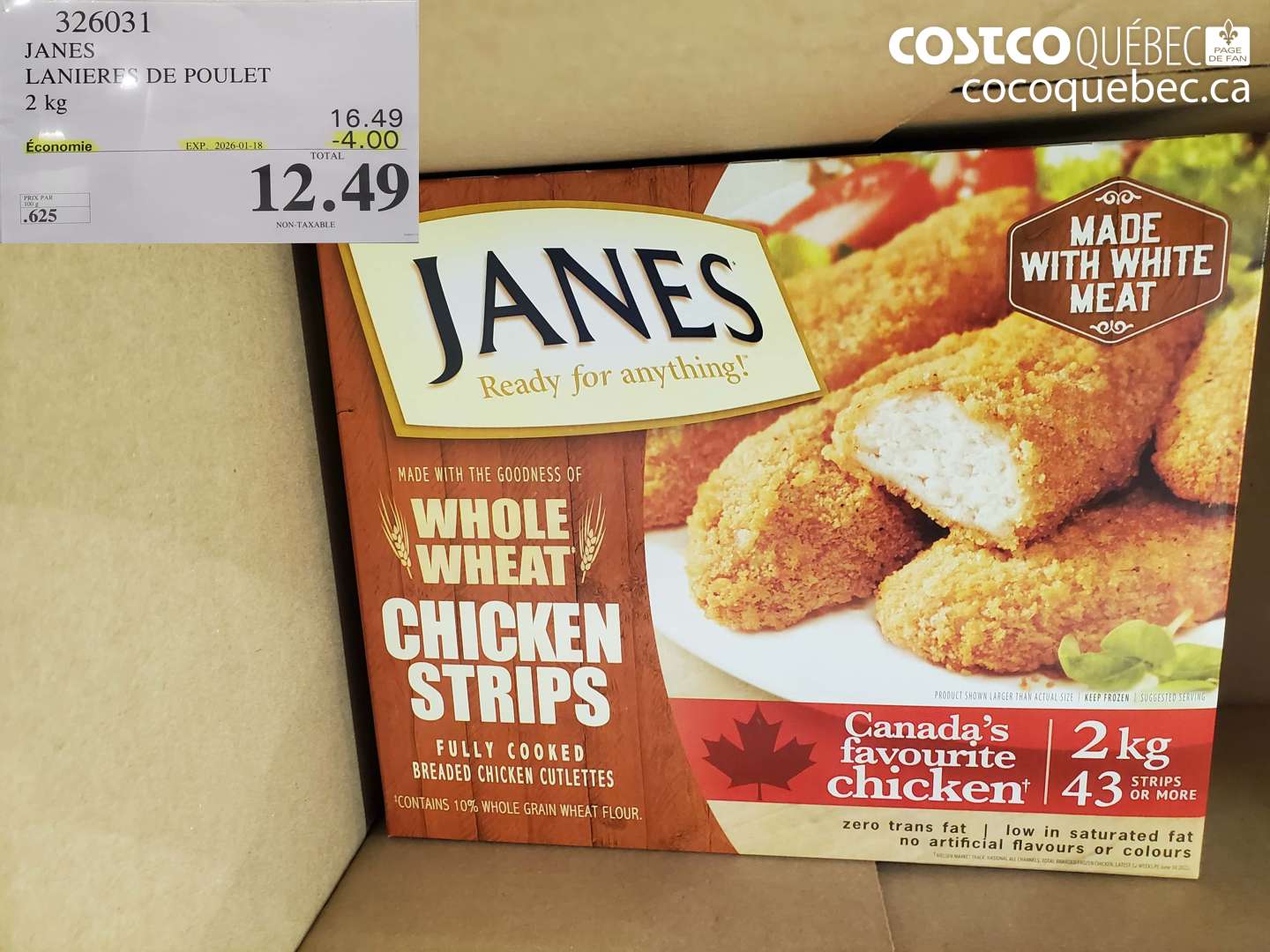 326031 JANES LANIERES DE POULET 2 kg  ($4.00 INSTANT SAVINGS EXPIRES ON 2026-01-18) $12.49