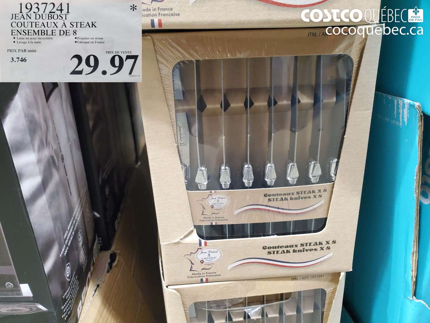 1937241 JEAN DUBOST COUTEAUX À STEAK ENSEMBLE DE 8 $29.97