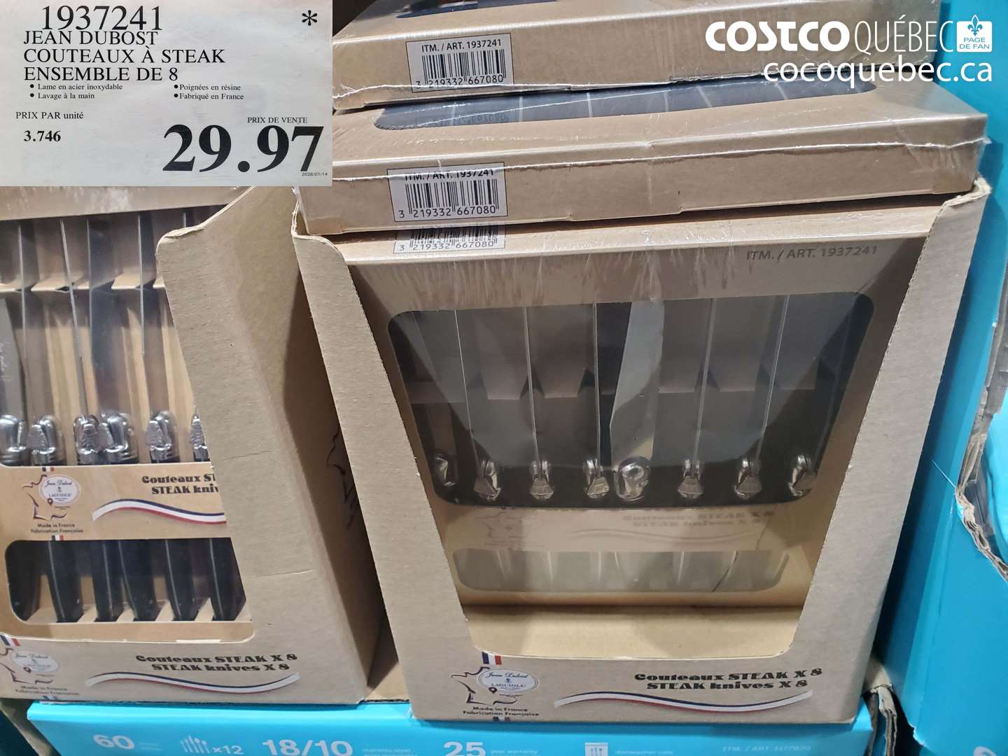 1937241 JEAN DUBOST COUTEAUX À STEAK ENSEMBLE DE 8 $29.97