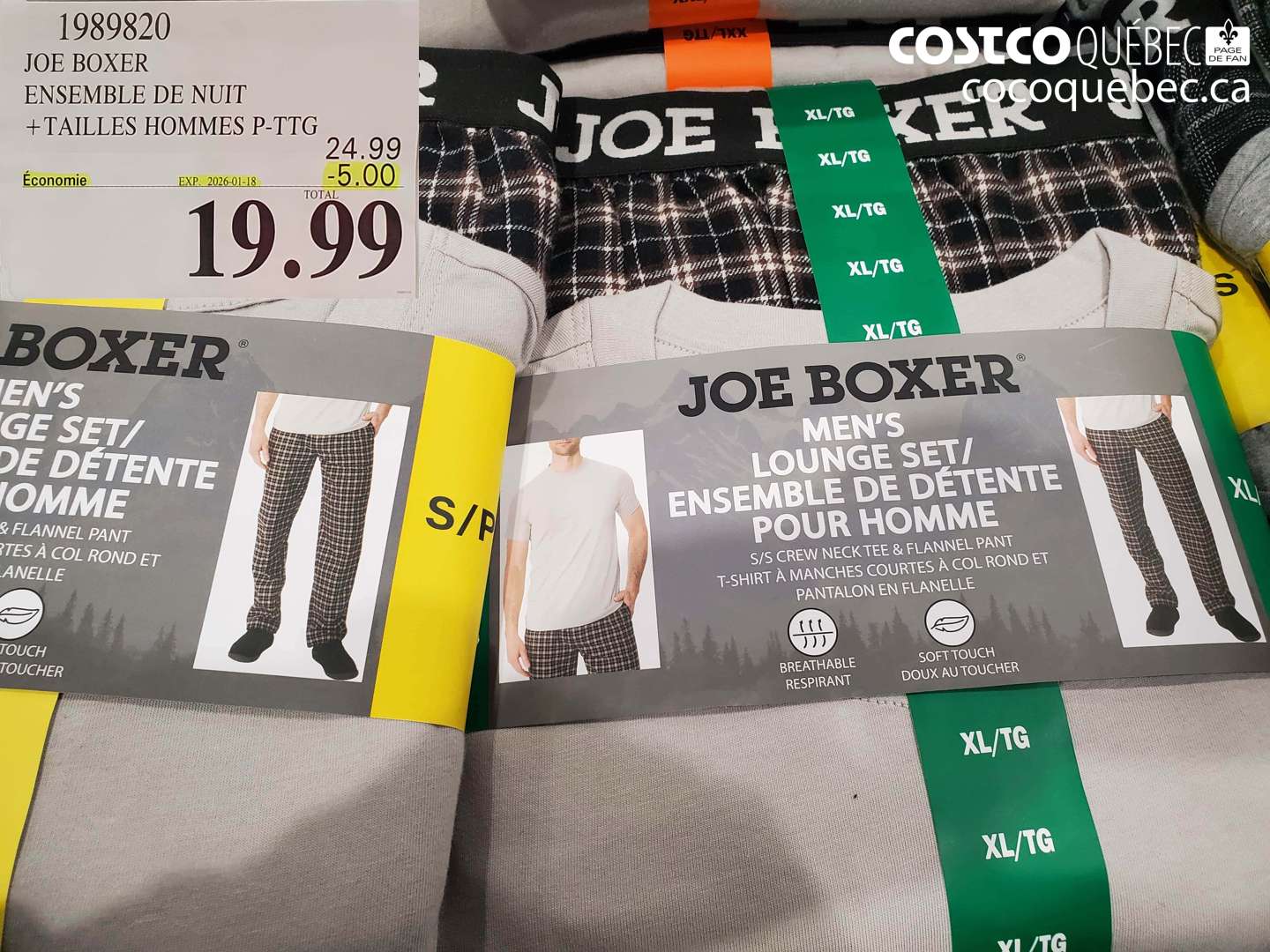 1989820 JOE BOXER ENSEMBLE DE NUIT +TAILLES HOMMES P-TTG ($5.00 INSTANT SAVINGS EXPIRES ON 2026-01-18) $19.99