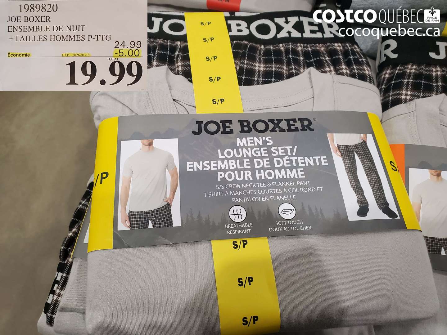 1989820 JOE BOXER ENSEMBLE DE NUIT +TAILLES HOMMES P-TTG ($5.00 INSTANT SAVINGS EXPIRES ON 2026-01-18) $19.99