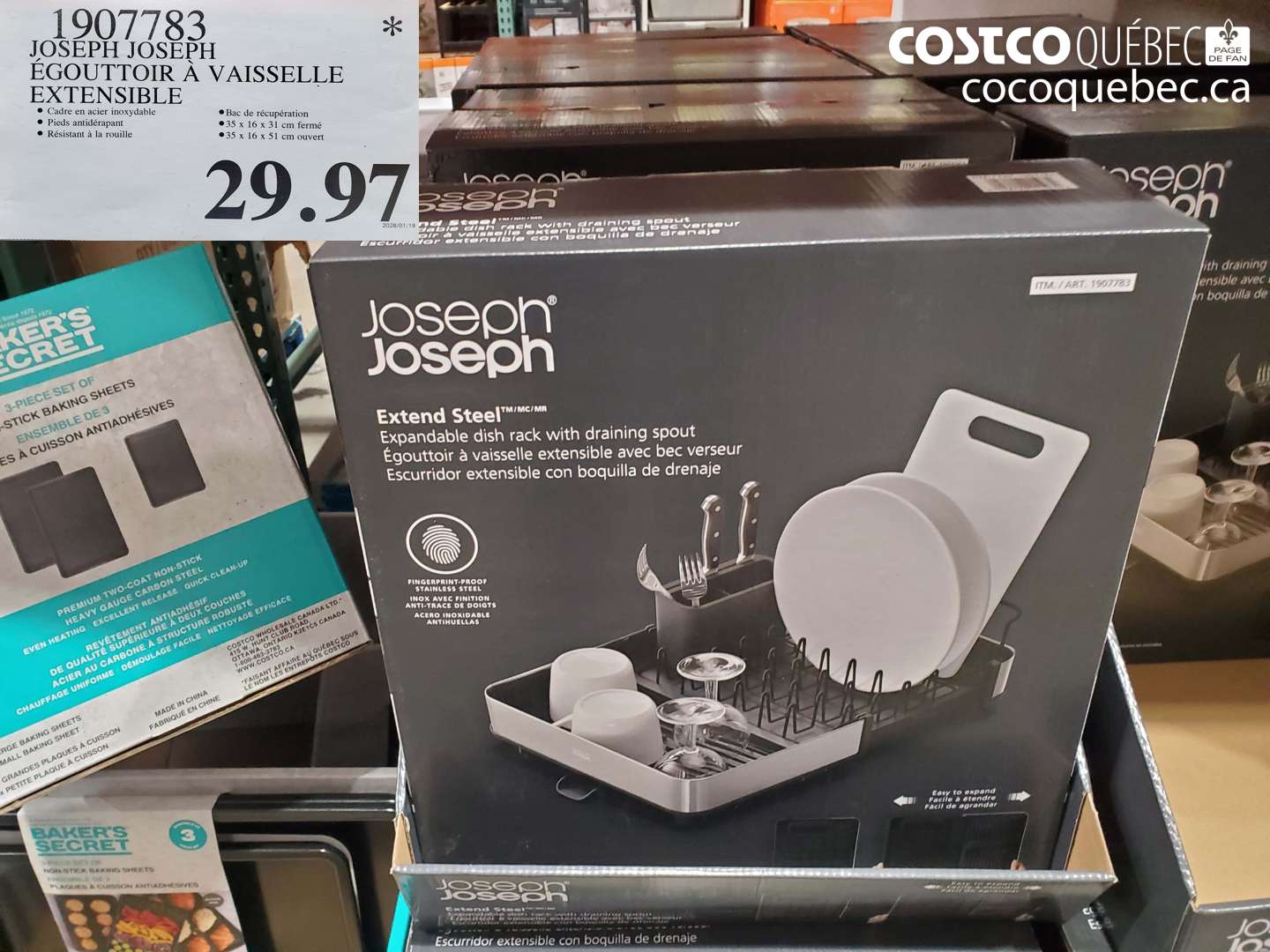 1907783 JOSEPH JOSEPH ÉGOUTTOIR À VAISSELLE EXTENSIBLE $29.97