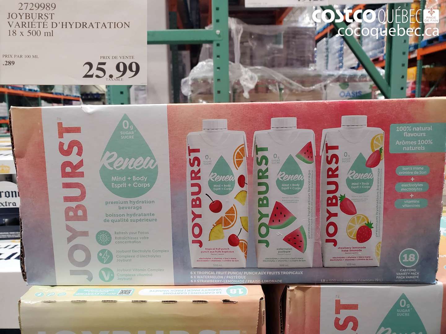 2729989 JOYBURST VARIÉTÉ D'HYDRATATION 18 x 500 ml $25.99