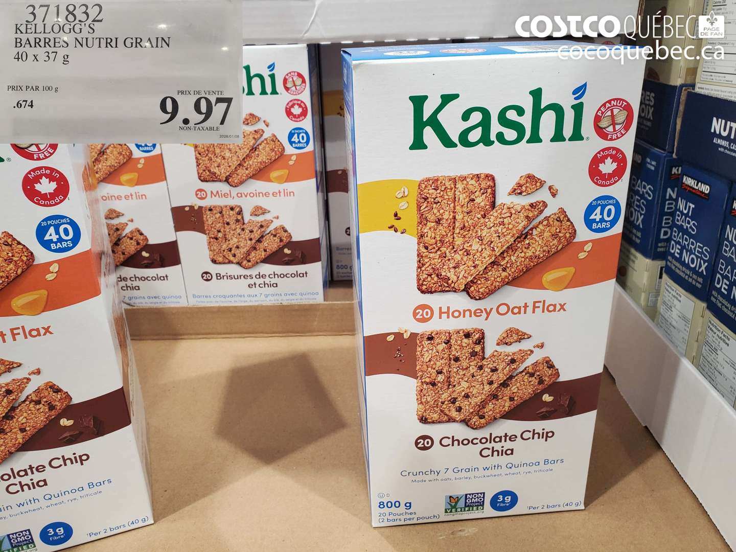 371832 KELLOGG'S BARRES NUTRI GRAIN 40 x 37 g $9.97