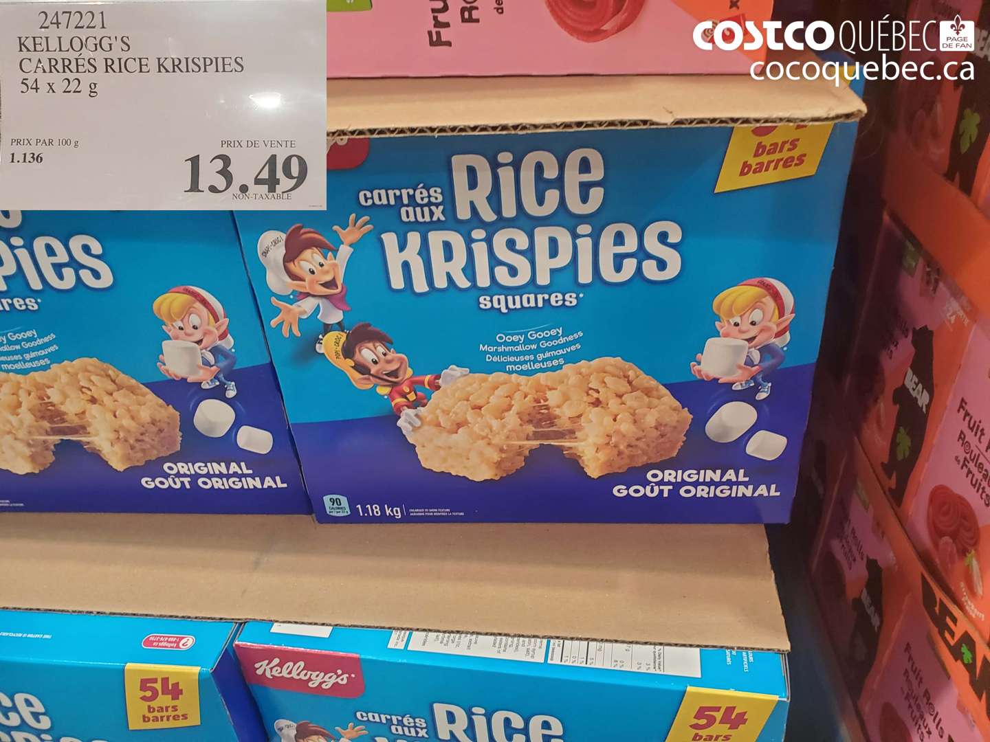 247221 KELLOGG'S CARRÉS RICE KRISPIES 54 x 22 g $13.49