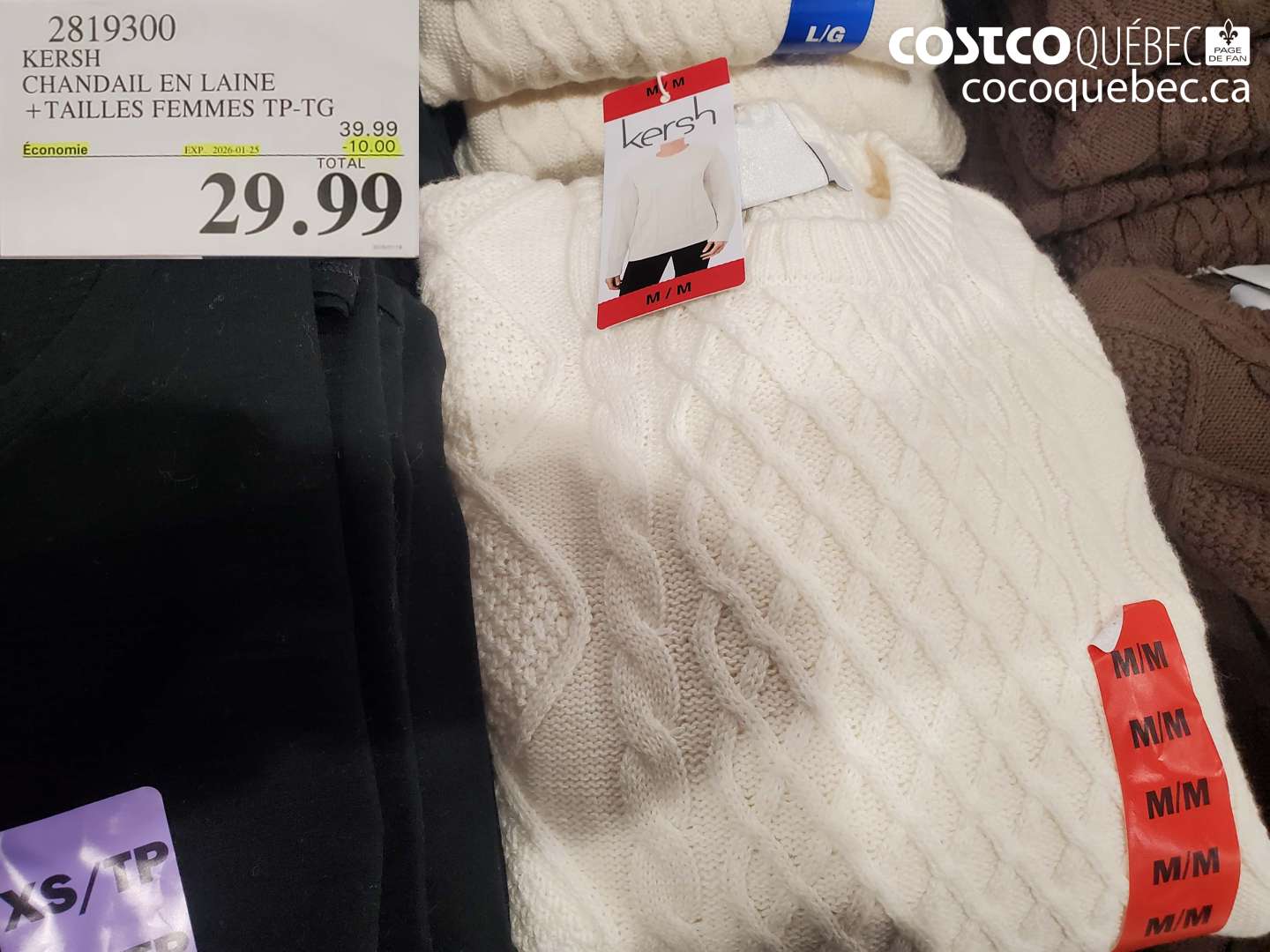 2819300 KERSH CHANDAIL EN LAINE +TAILLES FEMMES TP-TG ($10.00 INSTANT SAVINGS EXPIRES ON 2026-01-25) $29.99